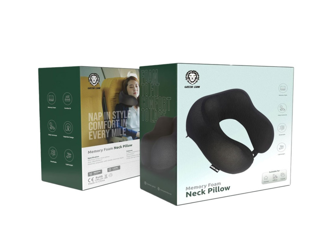 Buy Green Lion Memory Foam Neck Pillow – Black | in Qatar Buy Green Lion Memory Foam Neck Pillow – Black | in Qatar